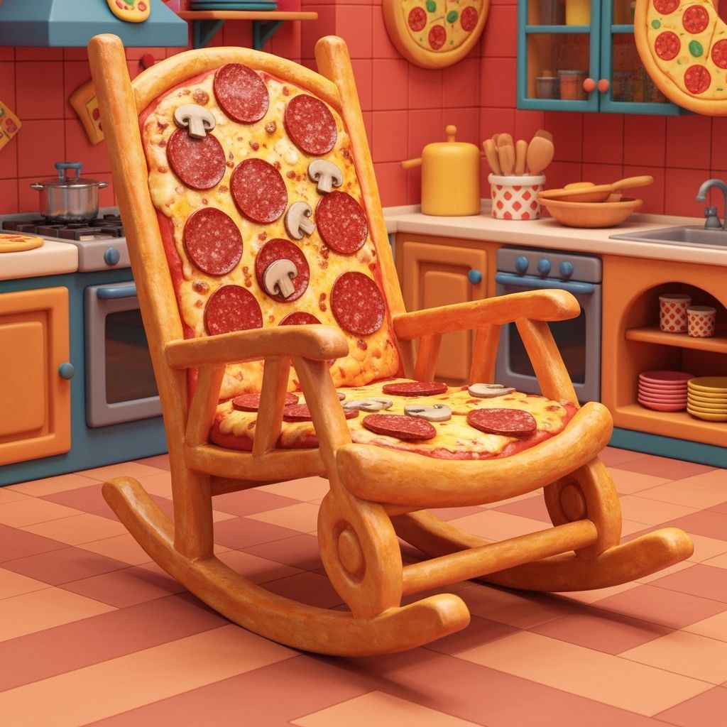 Rockin chair made out of pizza