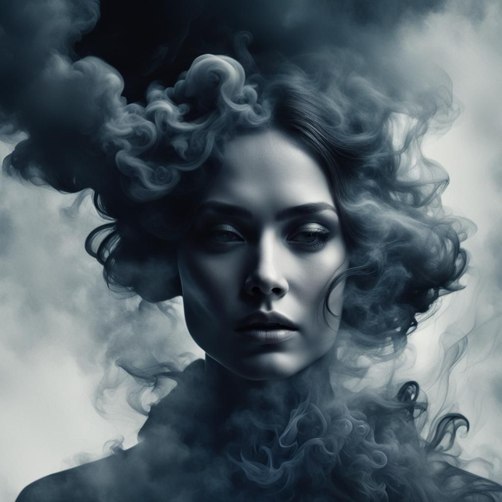 Smokey Woman Portrait in Fantasy Concept Art