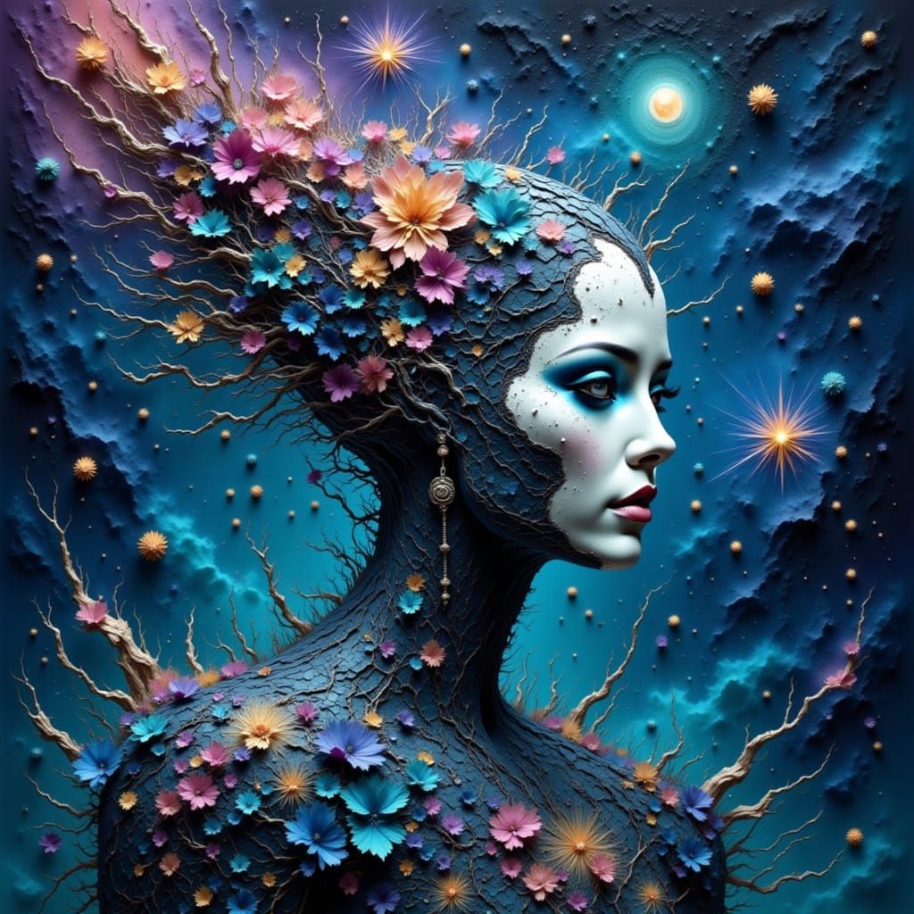 Intergalactic Explorer in Watercolor and Ink Style