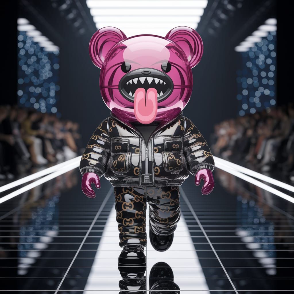 Labubu Toy on Runway in Japanese Streetwear