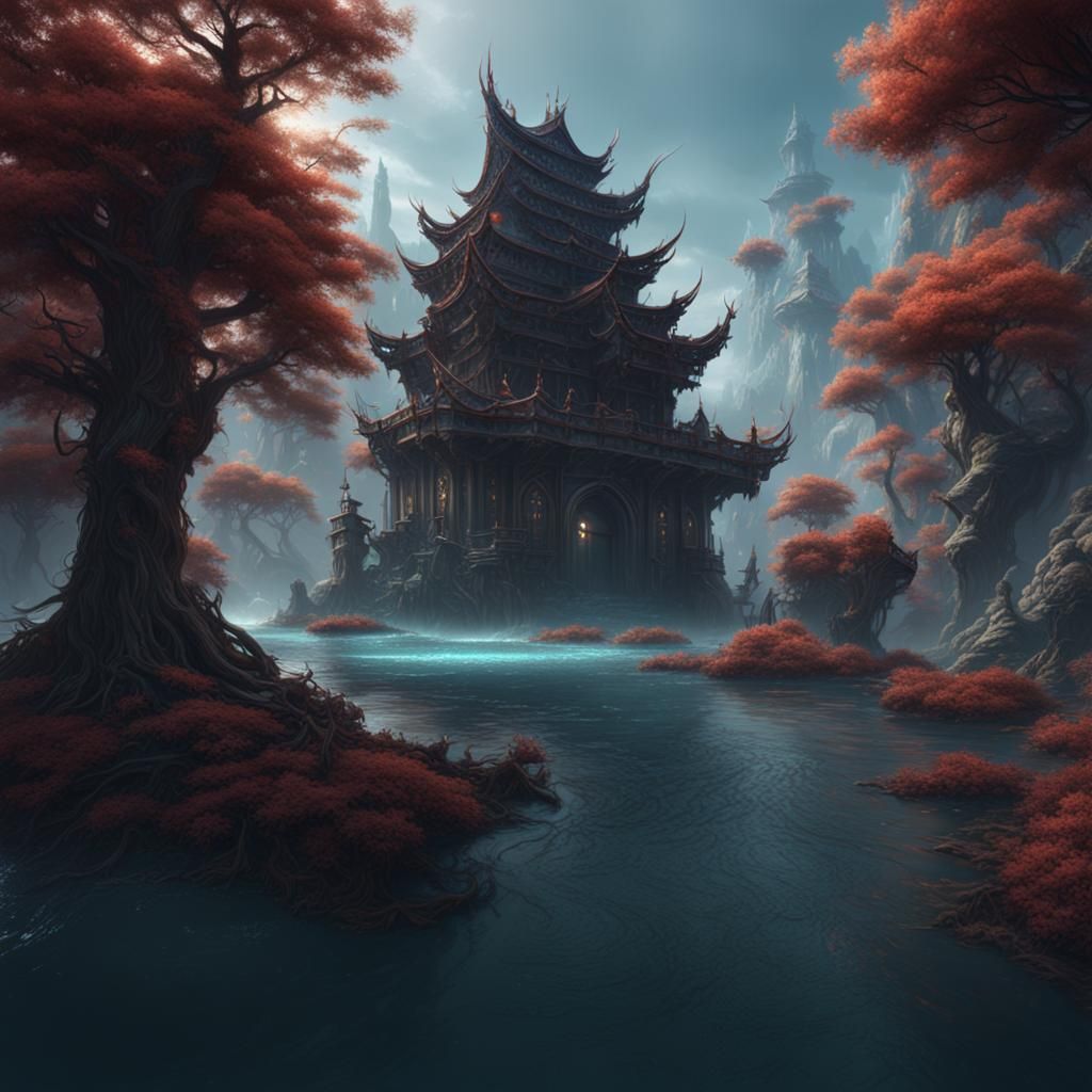 Detailed Fishman Matte Painting in Deep Color