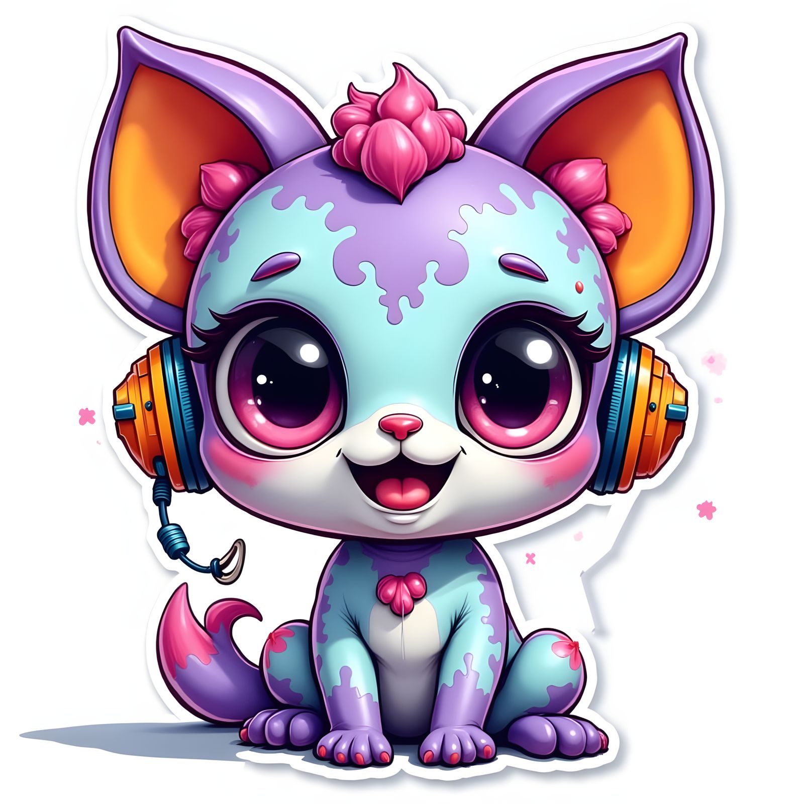 Kawaii Fruit Brainrot Pet with Neon Accents