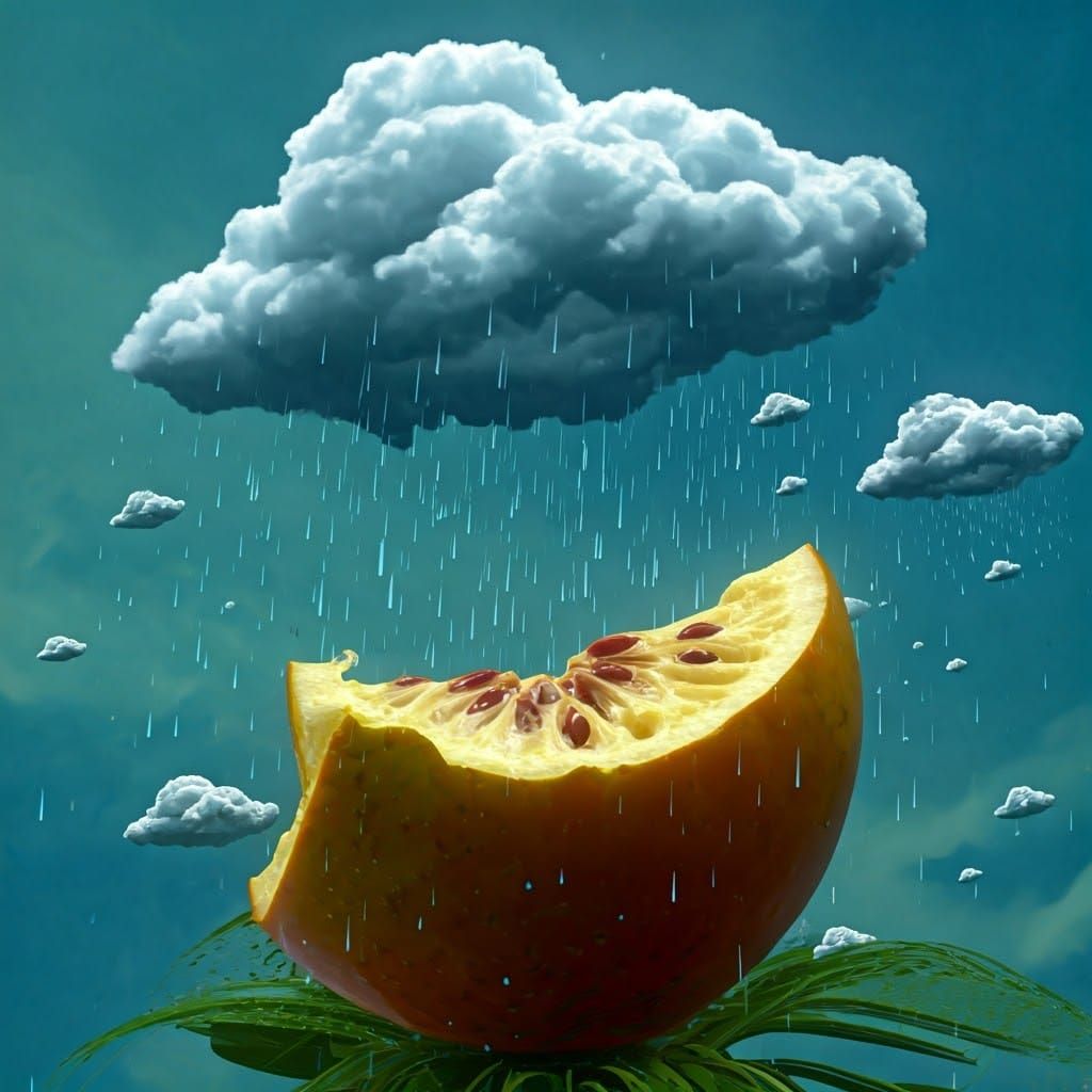 Mechanical Fruit Devoured by Raincloud: Abstract Art