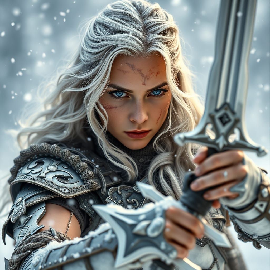 Surreal Snow Warrior in Cinematic Armor