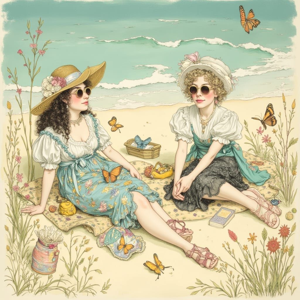 Whimsical Beach Day Scene