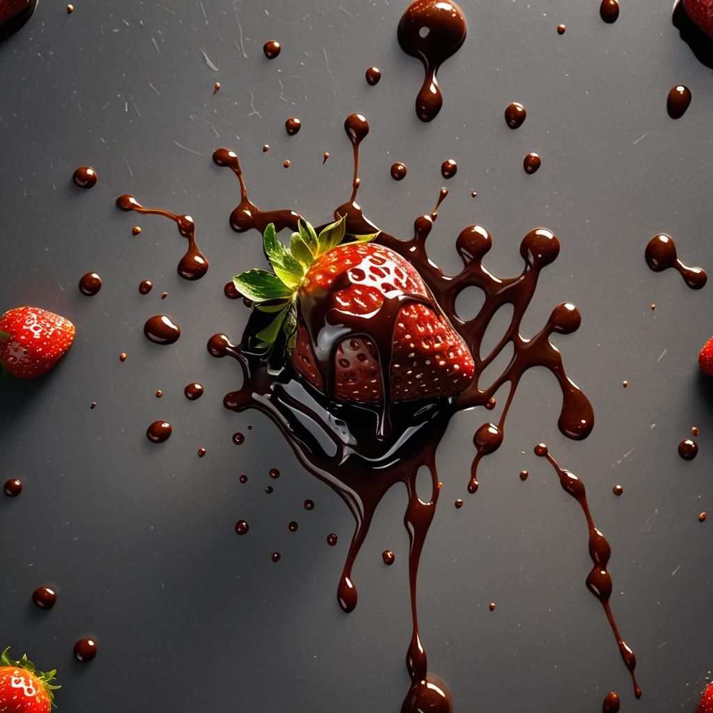 Chocolate Drizzled Strawberry Food Photography