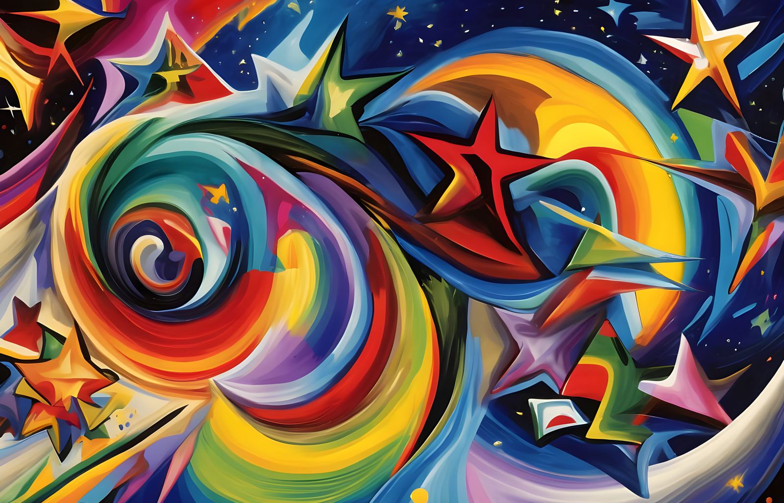 Vivid 3D Paint and Plasma Vortex Maelstroms with Starry Dept...