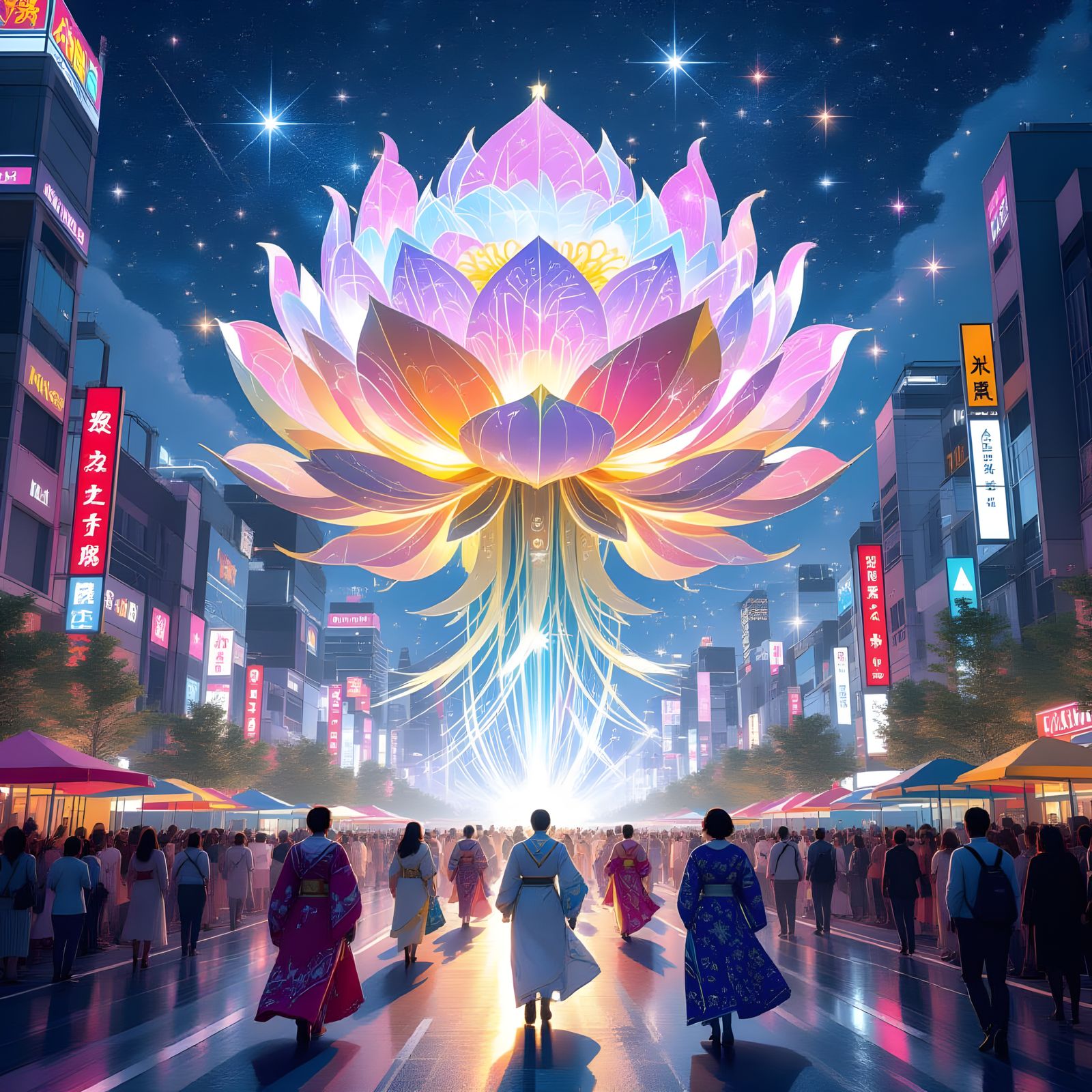 Celestial Bloom Day Parade in Futuristic City