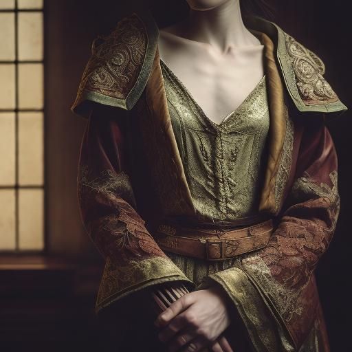 Half-Elf Bard with Lute in Parlour