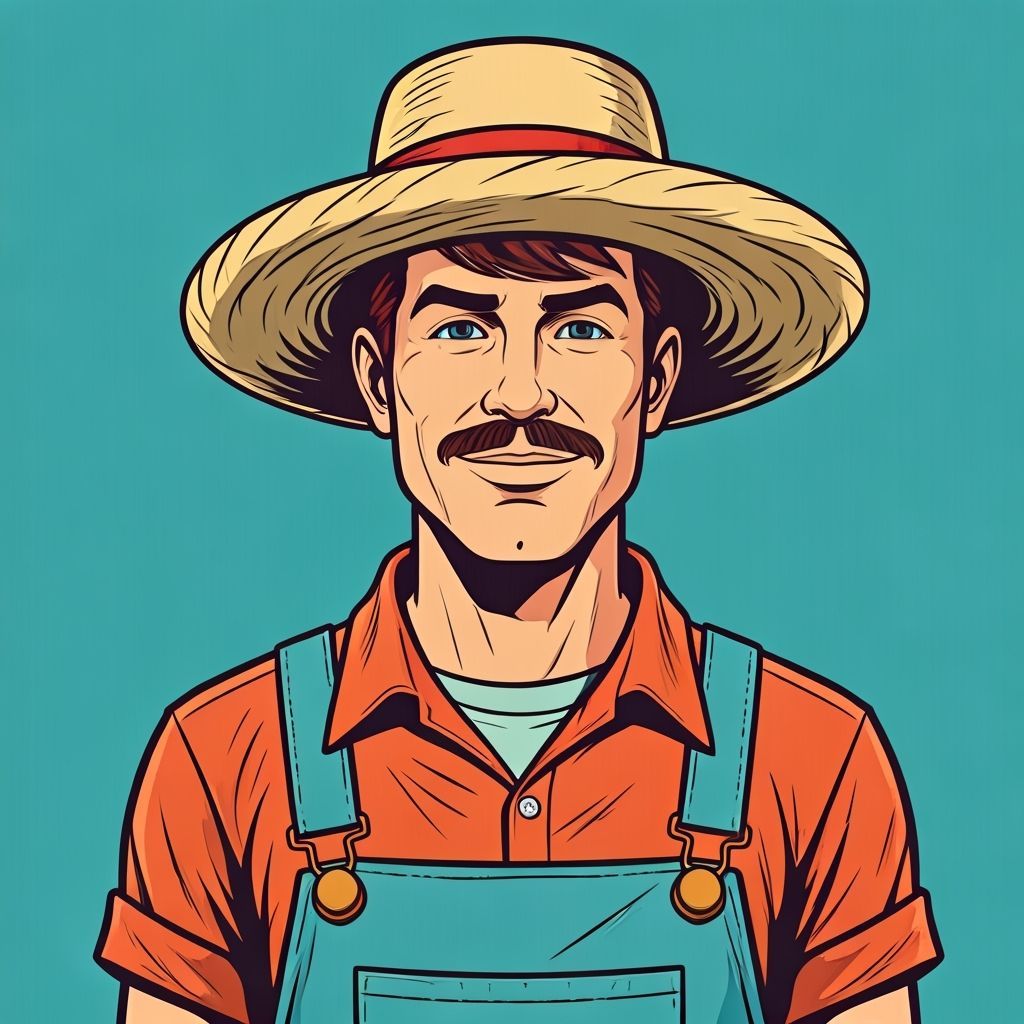 Villager Farmer Poster in Vibrant Pop-Art Style