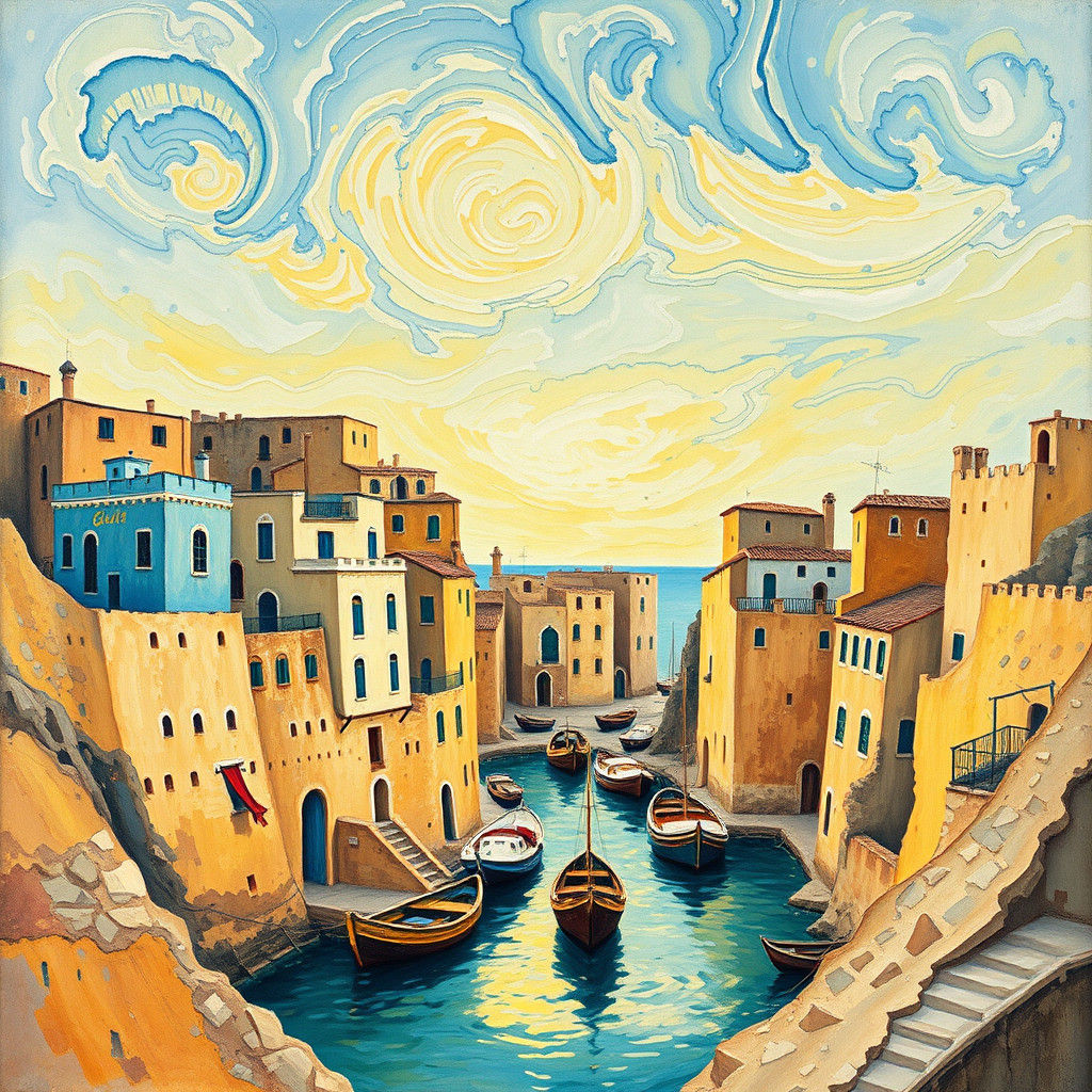 Gulf Cities as Impasto Gouache Masterpiece