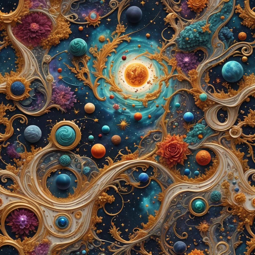 Galaxy as Intricate Embroidery: Fantasy Concept Art