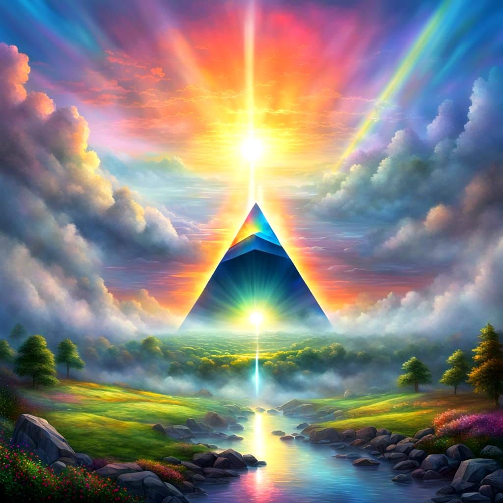 Pink Floyd's Dark Side Album Cover in Ethereal Style