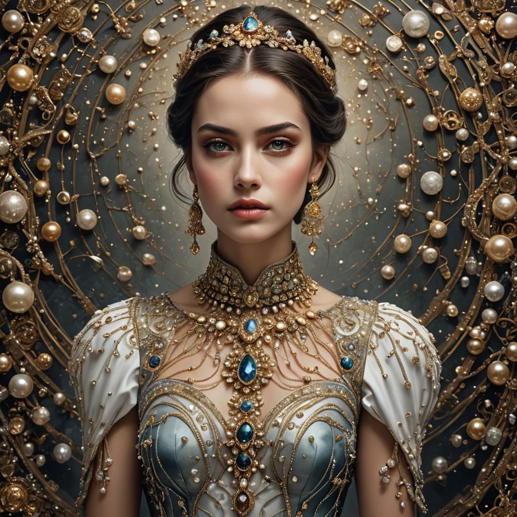 Ethereal Persian Woman in Renaissance Illustration