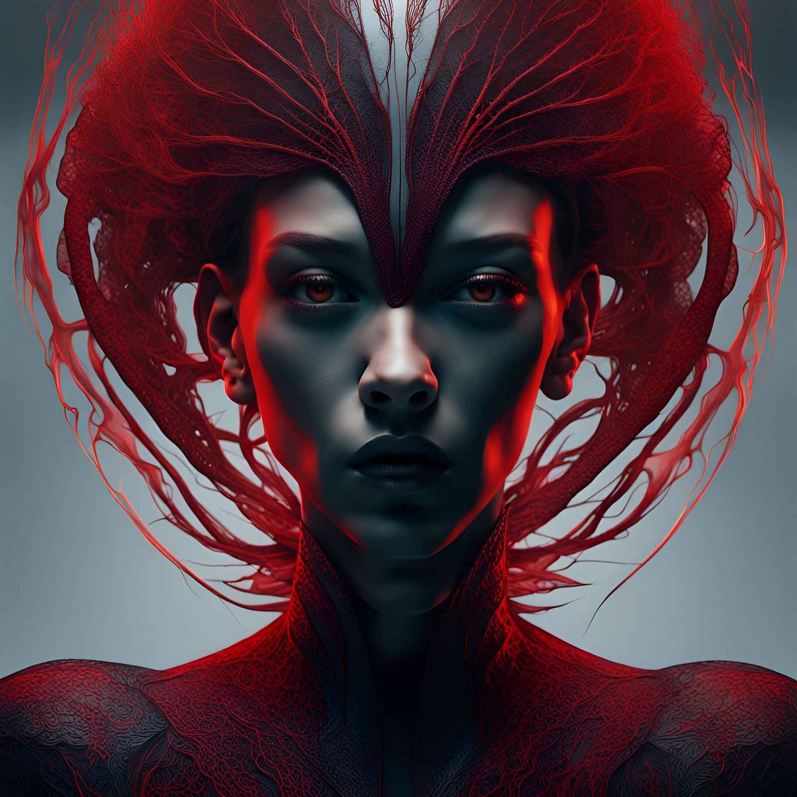 Androgynous Figure in Dark Fantasy Digital Art