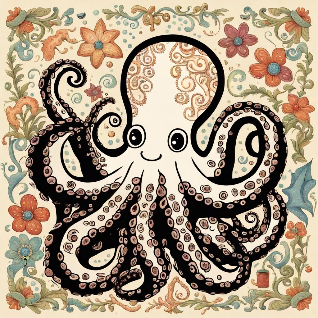 Octopus Art: A Cute Creature's Creative Puzzle