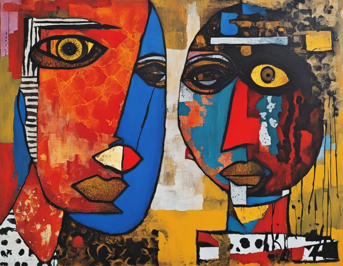 Passionate Kiss: Expressionist Art with Gold Leaf