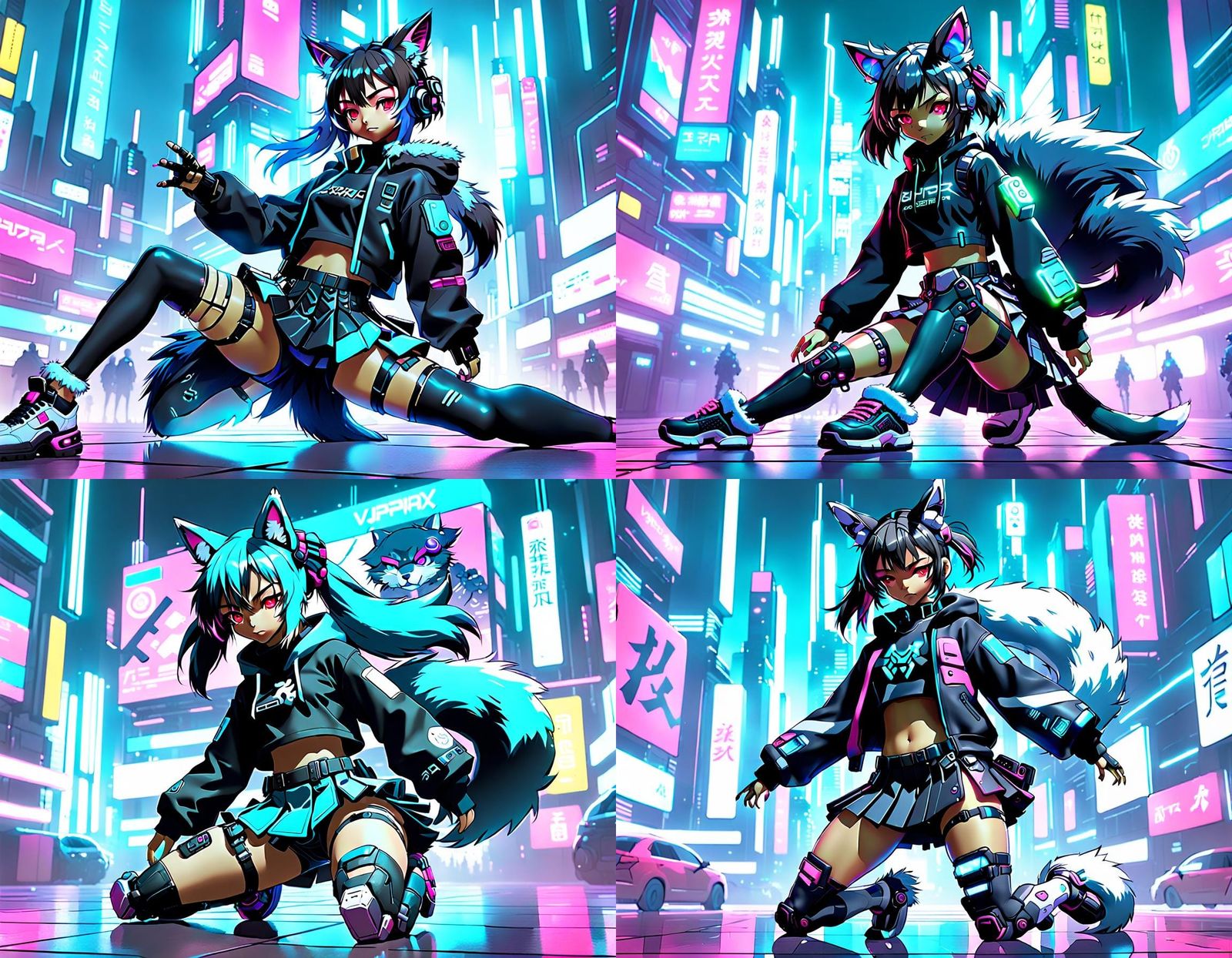 Cyberpunk Furry in 3D Anime Art Style
