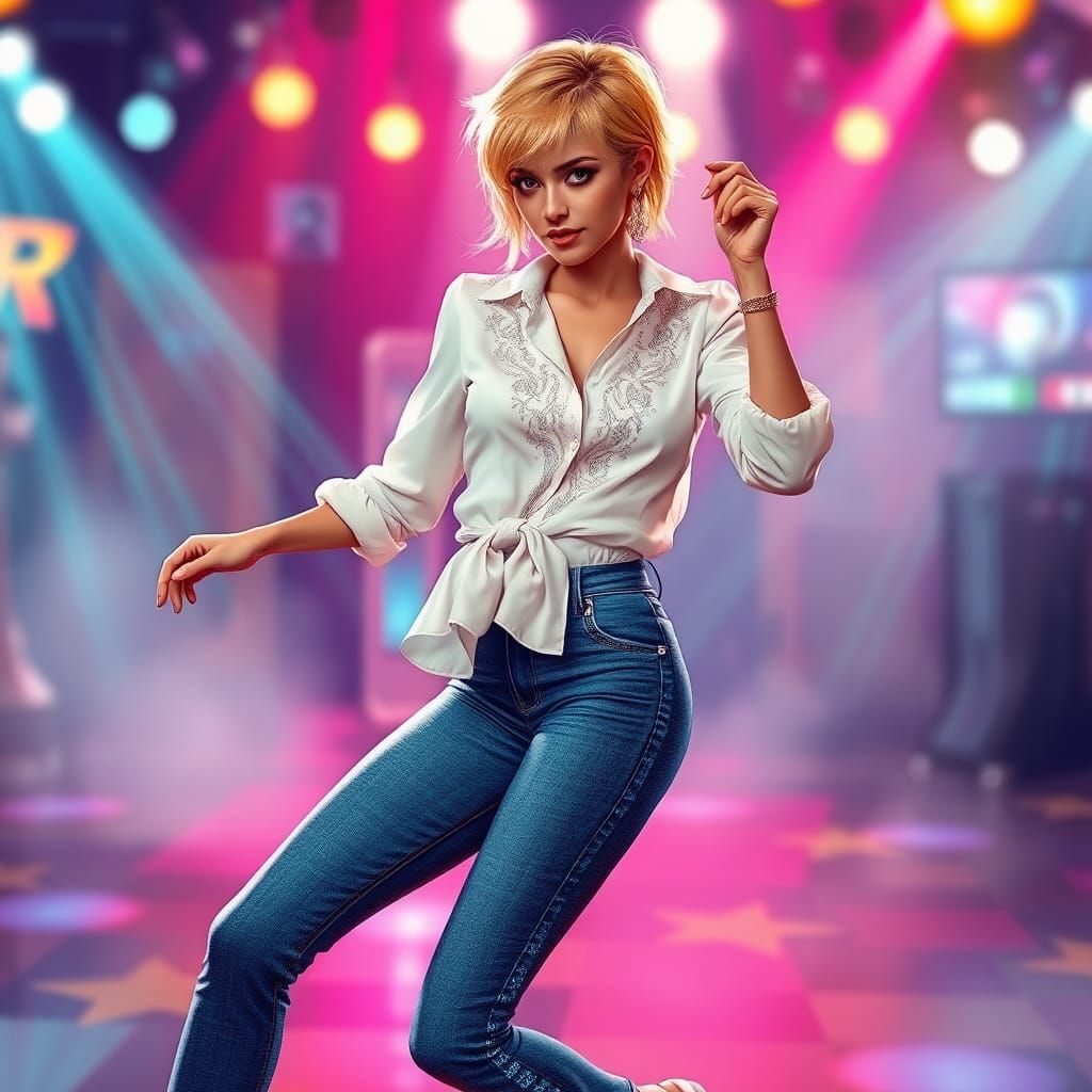 Rock 'n' Roll Disco Dancer in Hyperrealistic Style