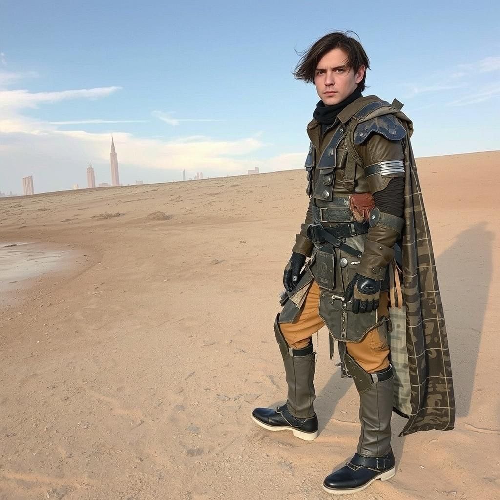 Cyberpunk Warrior in Neon-Lit Metropolis