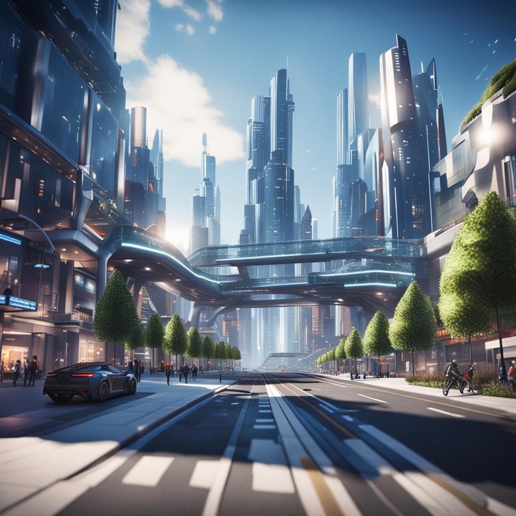 Vibrant Futuristic City in High Resolution