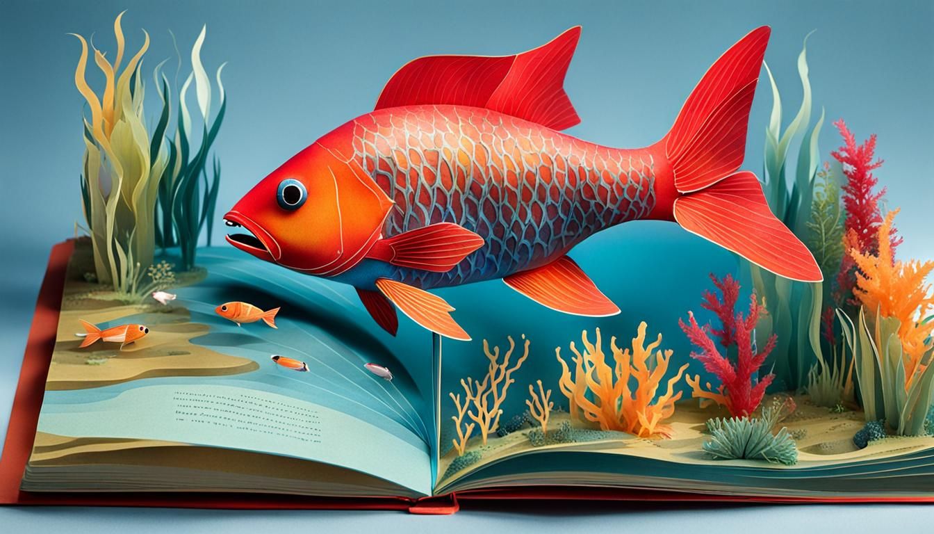 Magical Fish Transformation in Pop-Up Book Style
