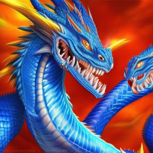 Happy Blue Dragons in Hyperrealistic Splash Art