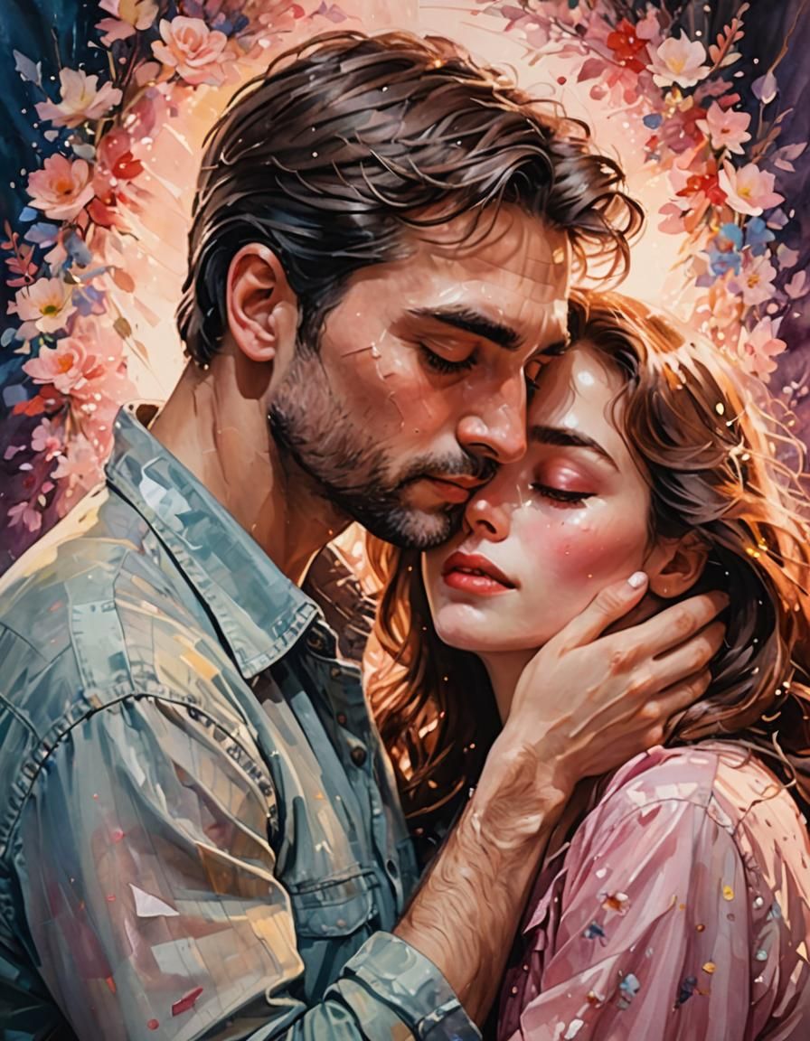 Romantic Embrace: A Kiss of Tenderness