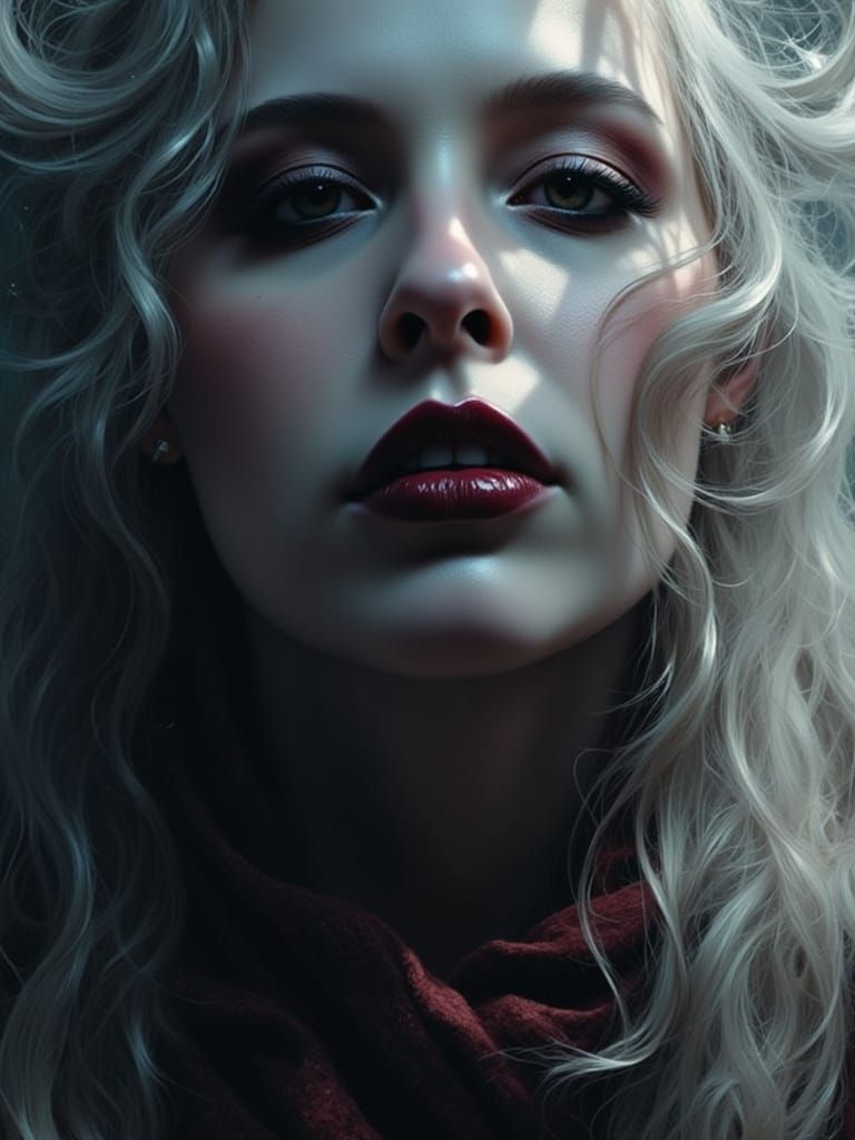 Ethereal Gothic Portrait in Moody, Dark Photographic Style