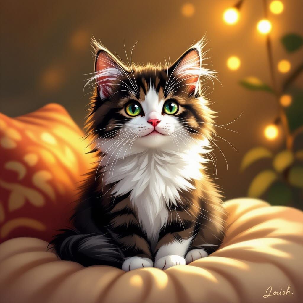 Adorable Munchkin Cat in Illustrative Art Style