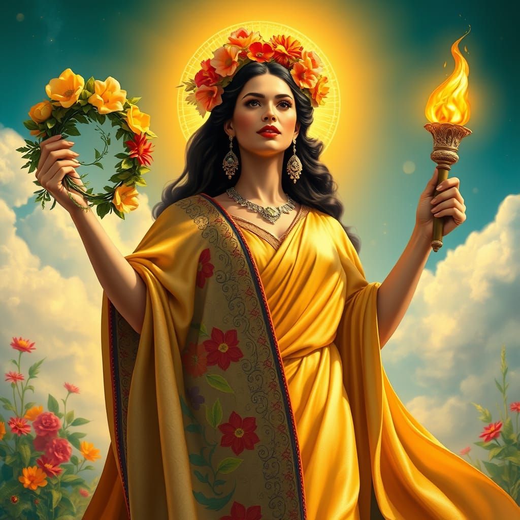 Empowered Woman in Golden Glory