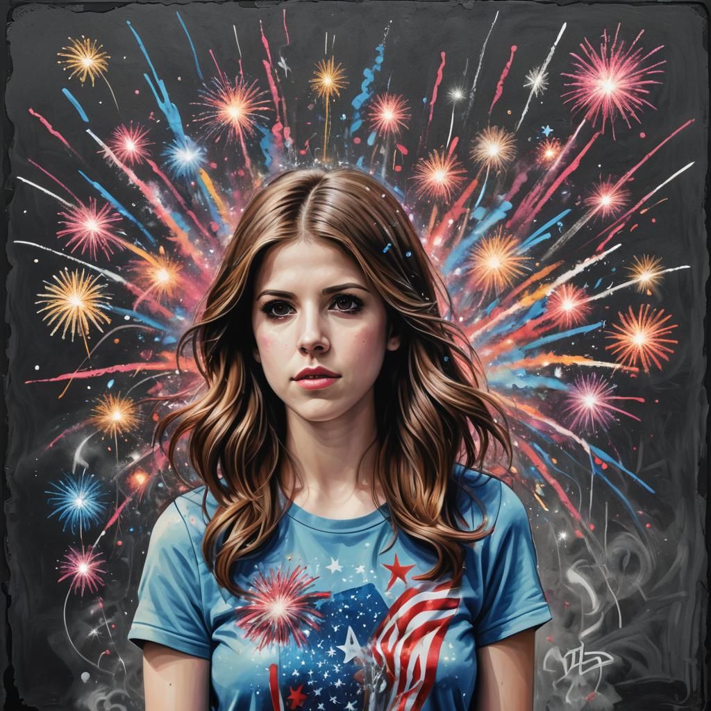 Anna Kendrick Chalk Art Fireworks Celebration