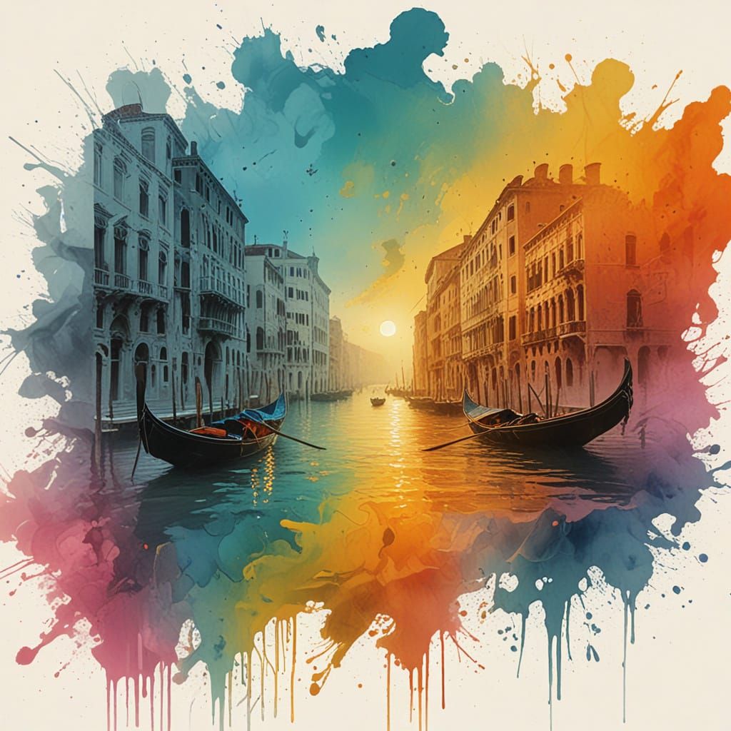 Venice Grand Canal Storm in Baroque Style