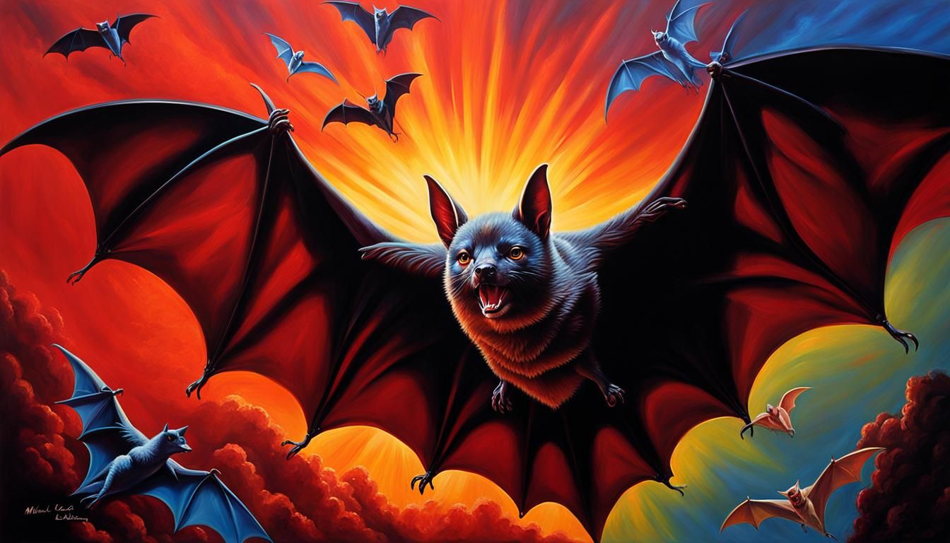 Hyperrealistic Oil Painting of a Bat Singer