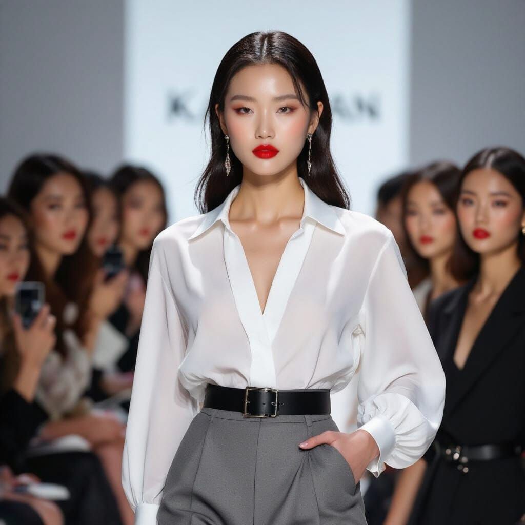 Confident Korean Model on Fashion Runway