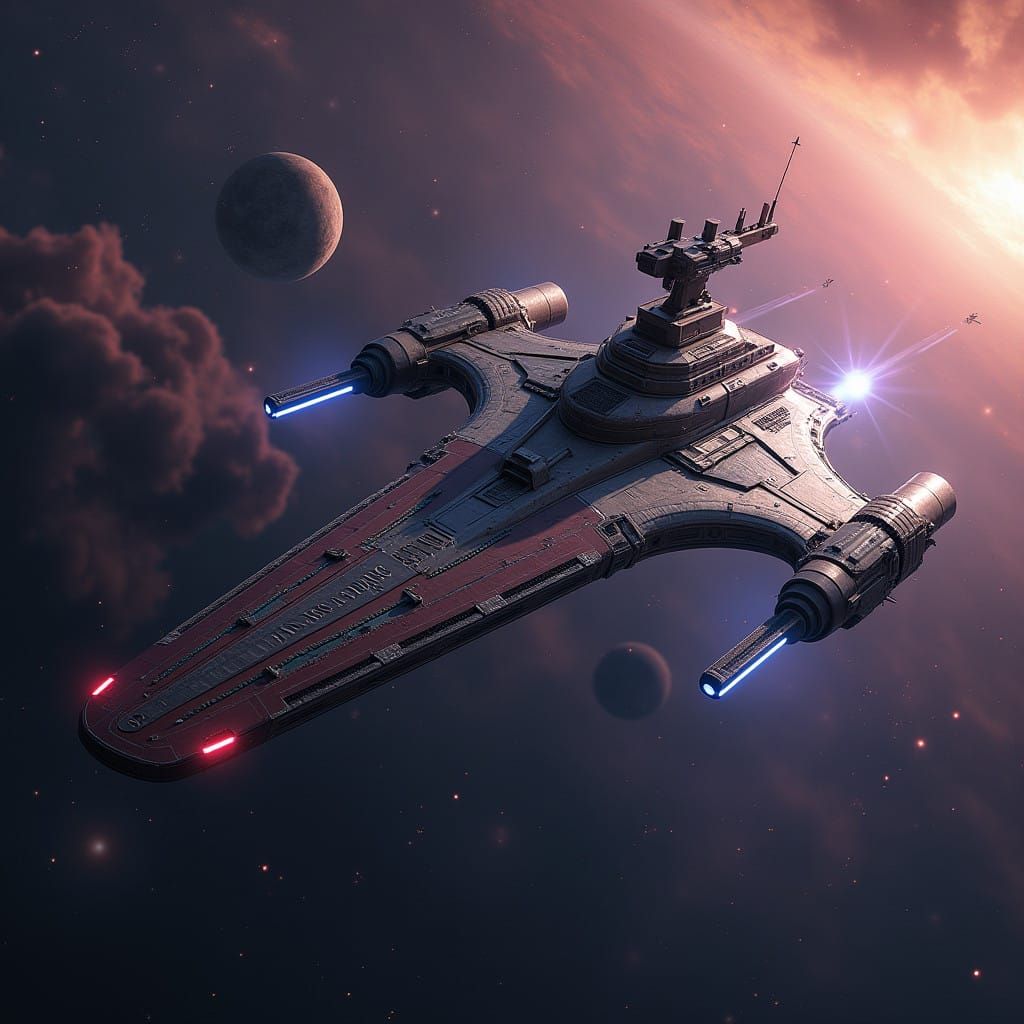 Majestic UEEN Spaceship Patrols the Cosmos in Stunning Nebul...