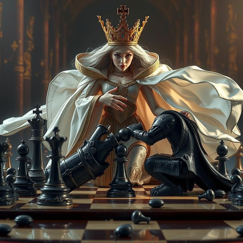 Triumphant White Queen's Checkmate Victory