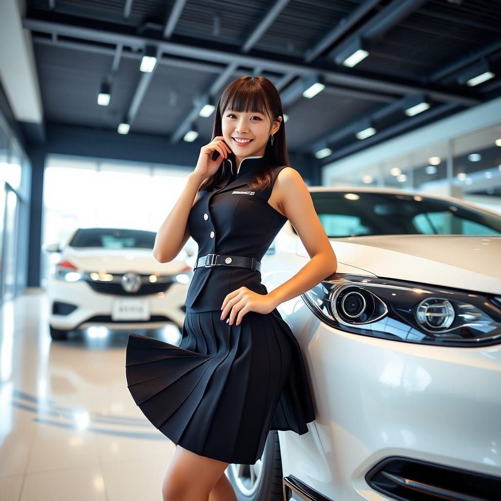 Confident Japanese Beauty in Chic Official Uniform