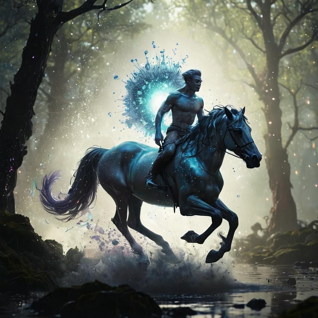 Radiant Centaur Galloping in Luminous RPG World