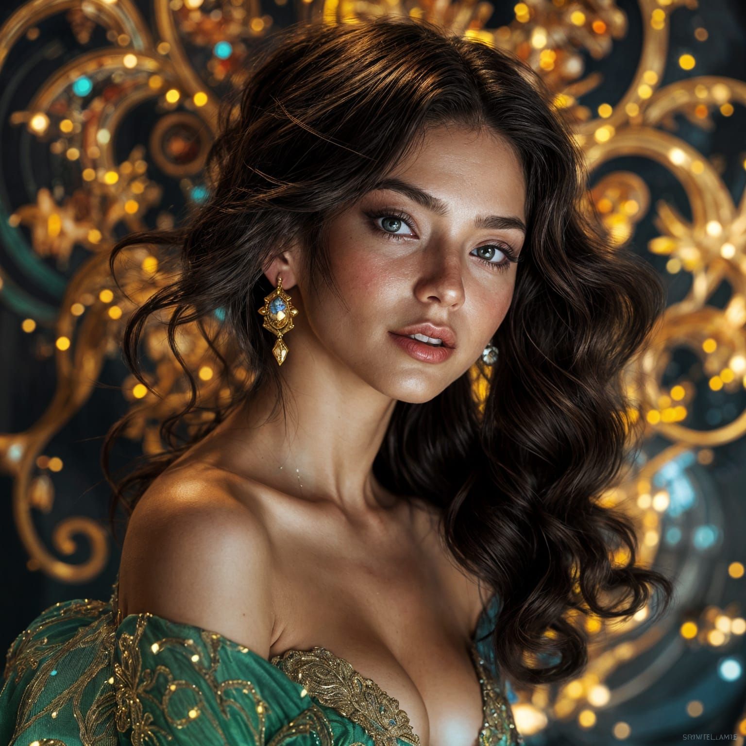 Cyberpunk Goddess Portrait in Vibrant Triadic Colors