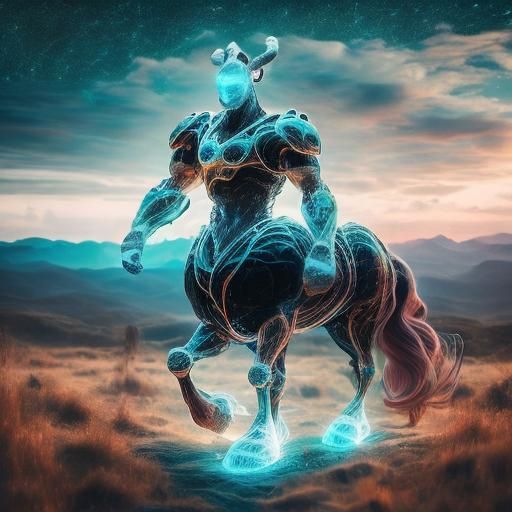 Bioluminescent Centaur in Starlight Filigree