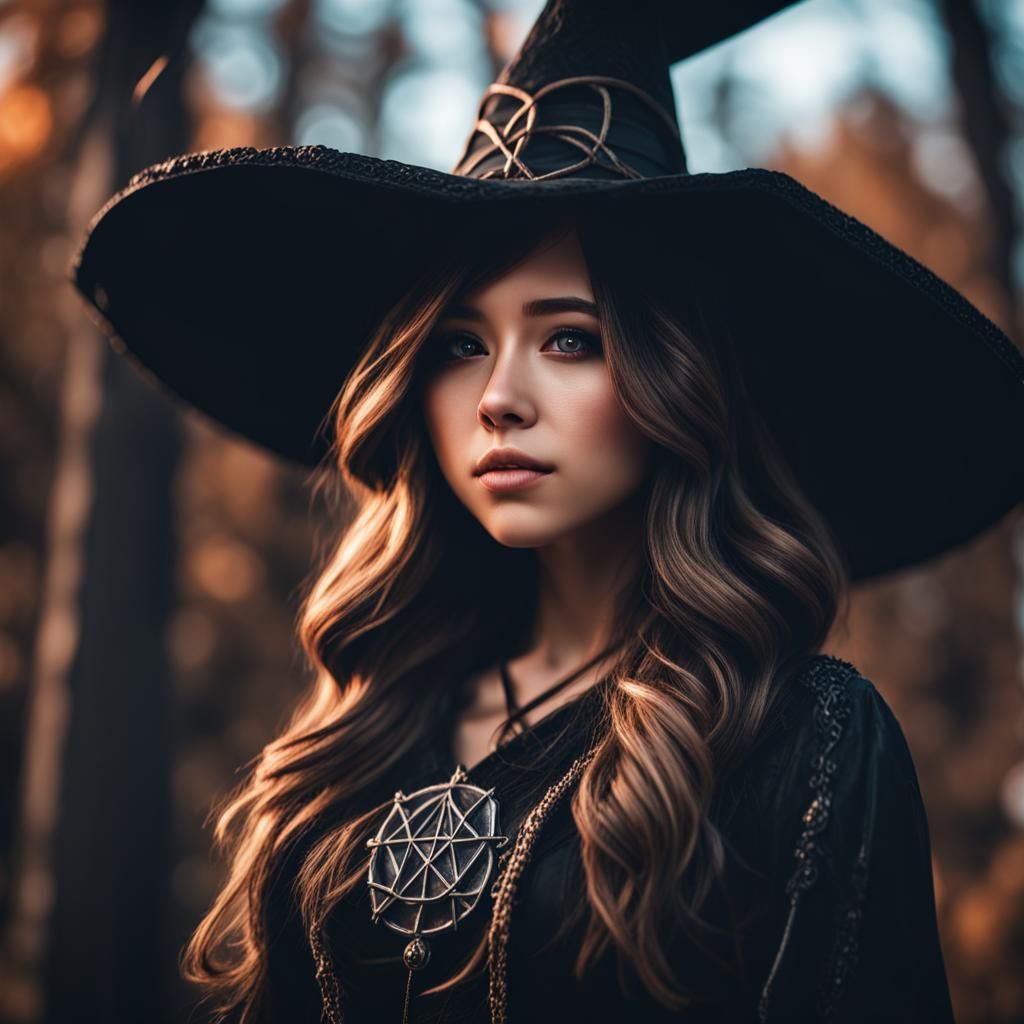 Hyperrealistic Portrait of Pokimane as a Witch