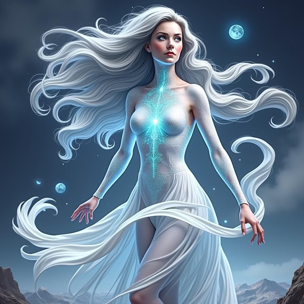 Ethereal Oxygen Goddess in Digital Drawing