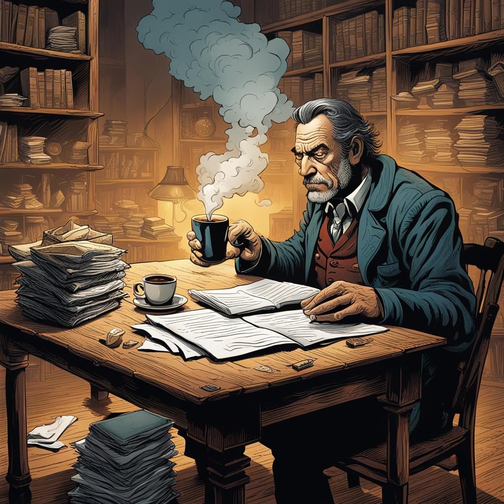 Writer's Block Illustration in Comic Book Style