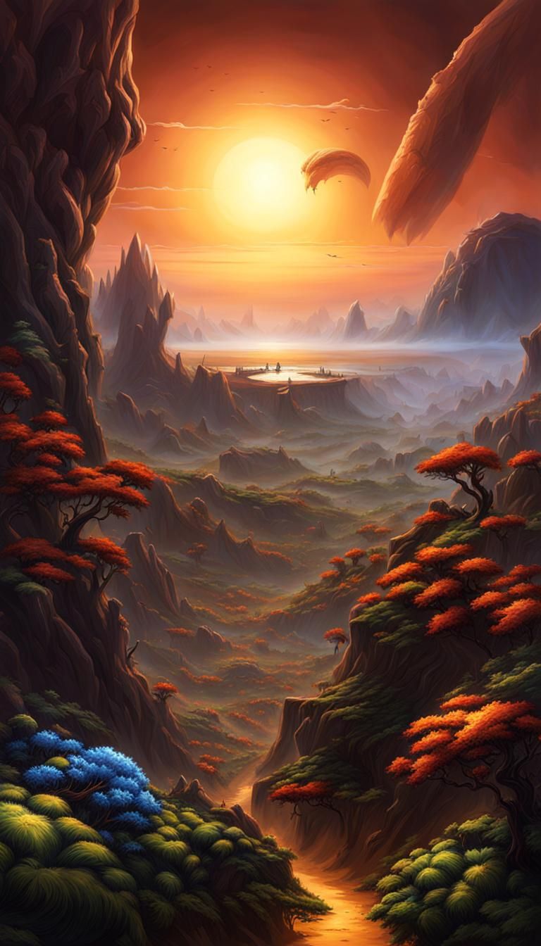 Detailed StarCraft Landscape Illustration