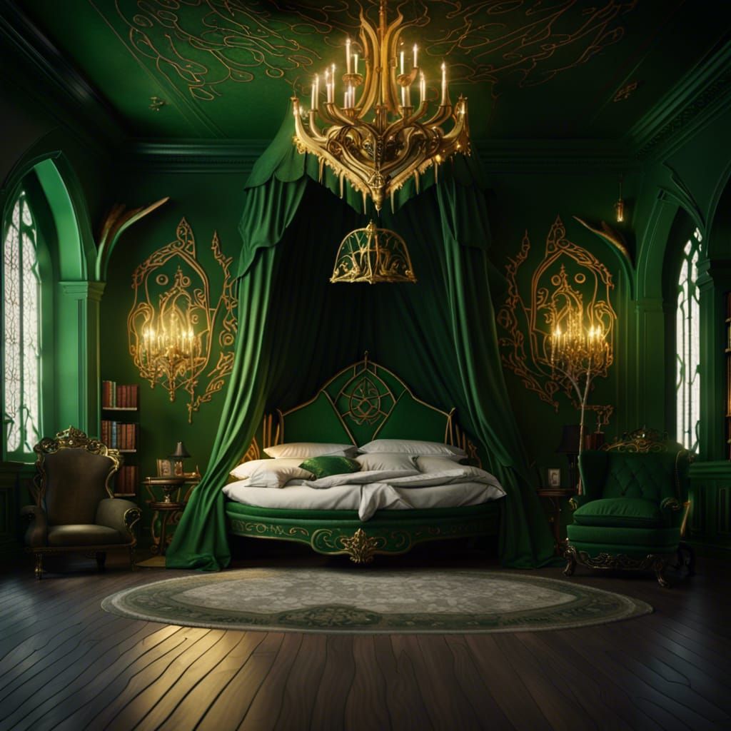 Green, White, and Gold LOTR Room