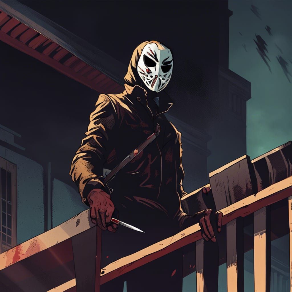Balcony Assassin: Masked Figure with Knife
