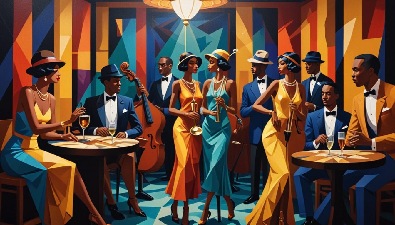 Harlem Jazz Club in Cubist Style