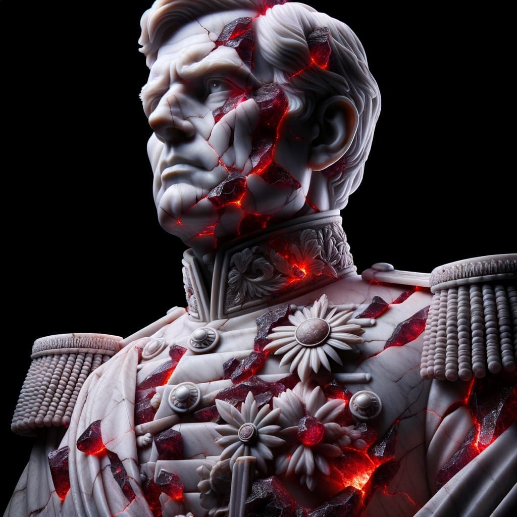 Imposing Marble Statue of a Historical Army General