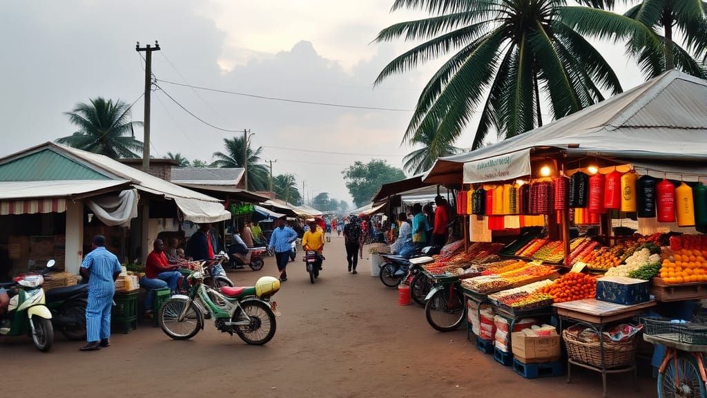 Vibrant Albert Market in Banjul, The Gambia